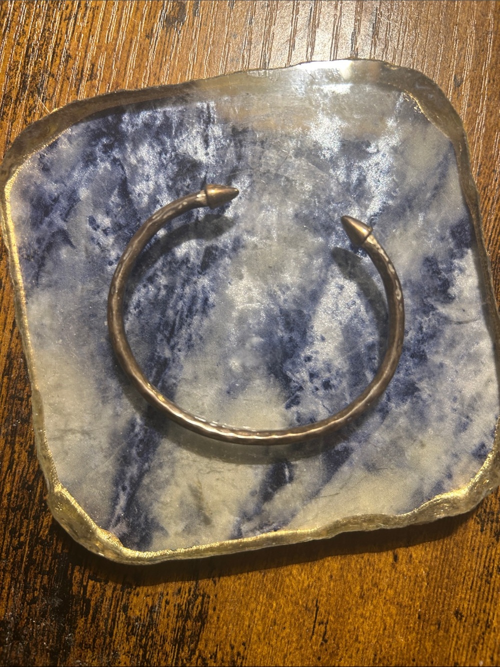 Handcrafted Metallic Open Cuff Bracelet - Bronze Finish
